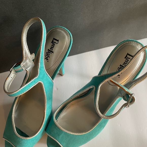 Limelight turquoise shoes size 36 heels with exposed toe and strap - Picture 2 of 4
